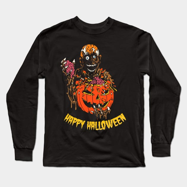 Halloween Brain Eater Long Sleeve T-Shirt by Lin-Eve